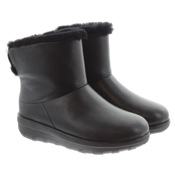 FITFLOP Ladies Waterproof Mukluk 3 Leather Boots In Black