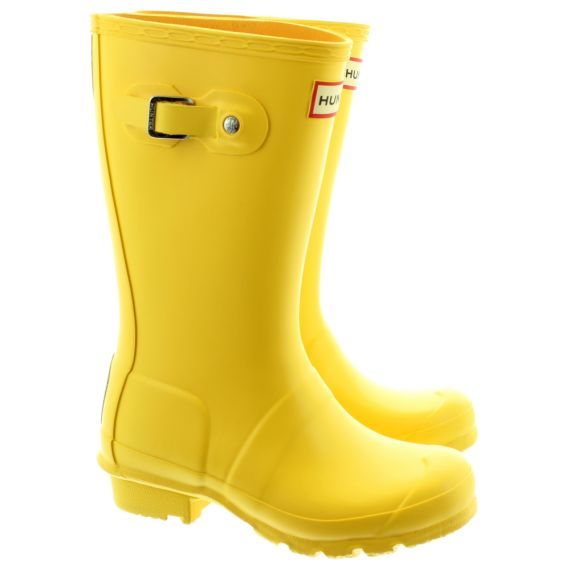 HUNTER Rubber Young Hunter Wellingtons in Yellow