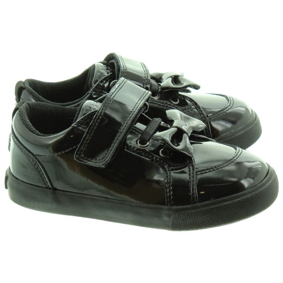 KICKERS Kids Tovni Bow Shoes In Black Patent