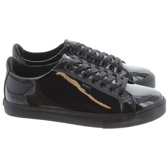 KICKERS Ladies Tovni Lacer Shoes In Black Patent