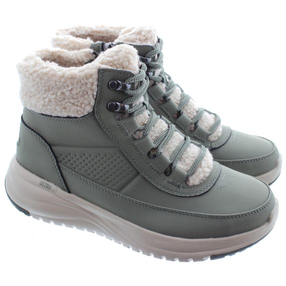 SKECHERS Ladies 144756 Stellar Waterproof Boots In Olive Green 