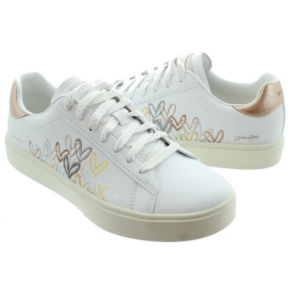 SKECHERS Ladies 185129 JGoldcrown Trainers In White Multi 