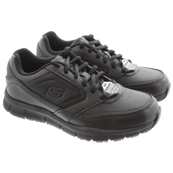 SKECHERS Ladies 77235EC Work - Slip Resistant Lace Up Shoes In Black 