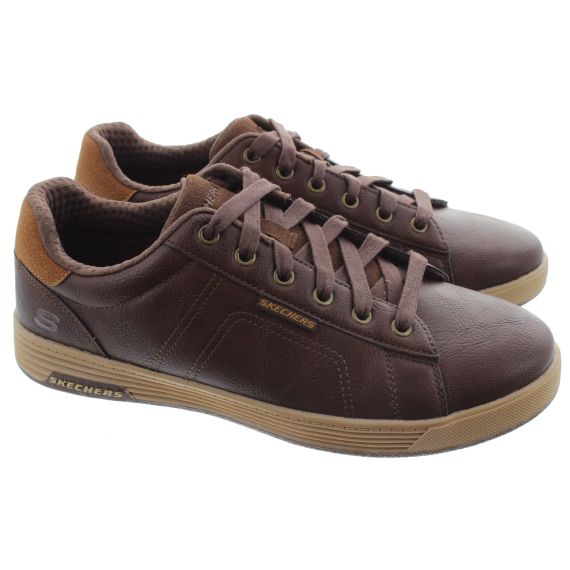 SKECHERS Mens 210946 Lace Trainers In Chocolate Brown 