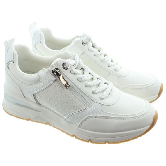 TAMARIS Ladies 23721 Wedge Trainers In White 