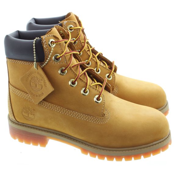 TIMBERLAND Kids Authentic 6 Inch Lace Boots In Wheat