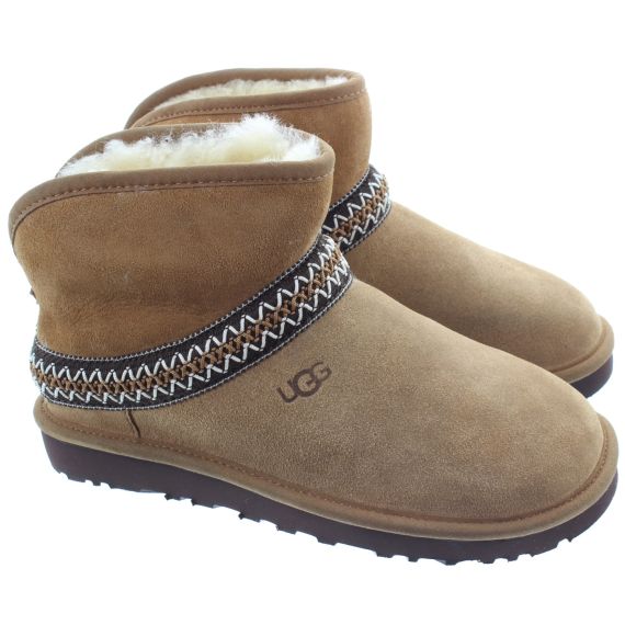 UGG Ladies Classic Mini Crescent Boots In Chestnut 