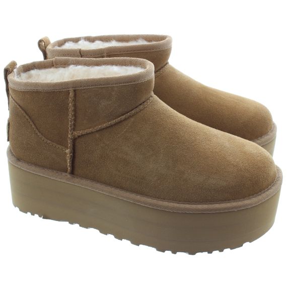 UGG Ladies Classic Platform Ultra Mini Boot In Chesnut 