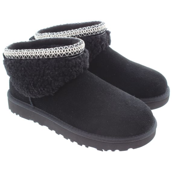 UGG Ladies Ultra Mini Maxi Curly Boots In Black 