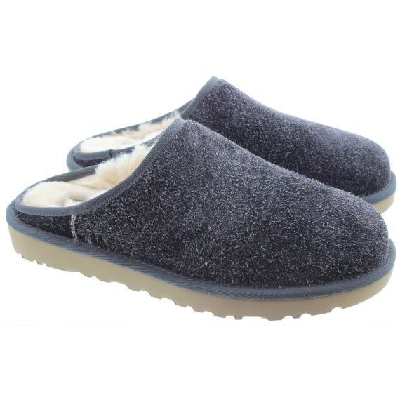 UGG Mens Classic Shaggy Suede Slip-Ons In Dark Grey 