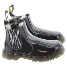 Kids Leonore Ankle Boots In Black Patent