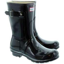 Black gloss short hunter hot sale boots