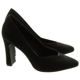 ladies black suede court shoes