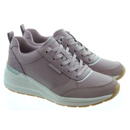 Ladies Billion Wedge Trainers In Dark Mauve